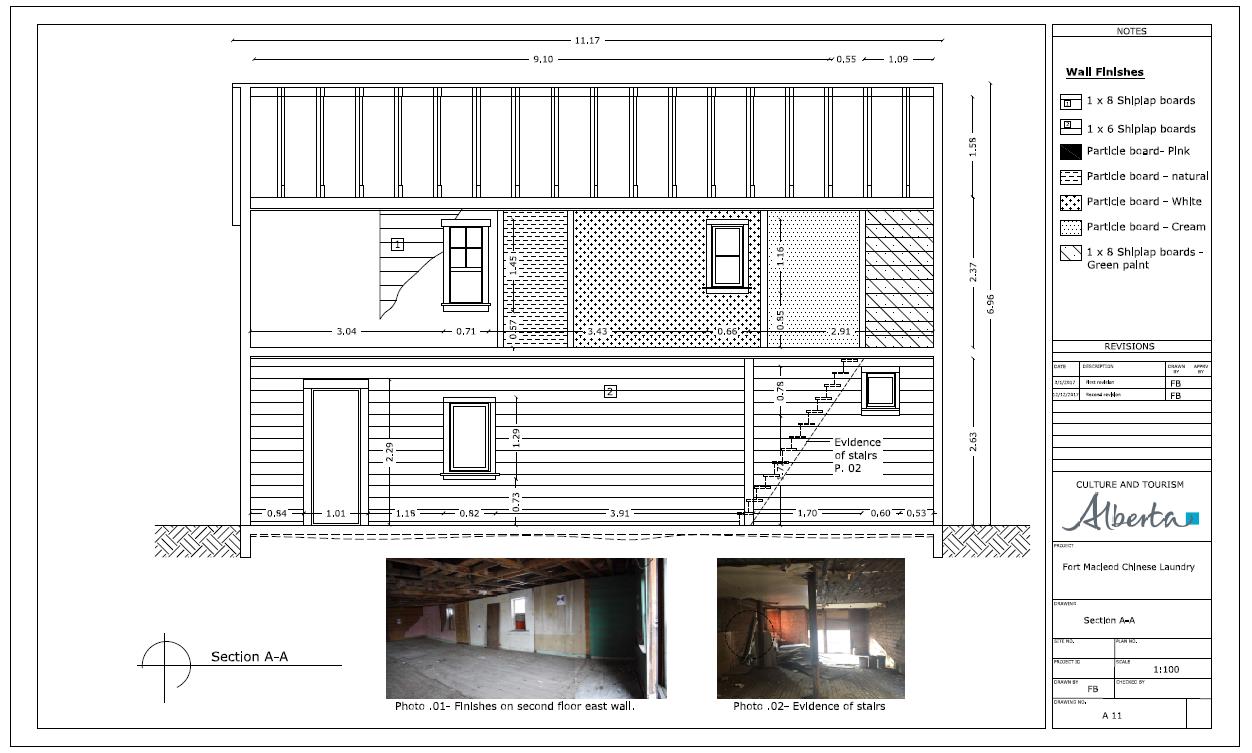 Architectural plan (section) created from laser scanning data.