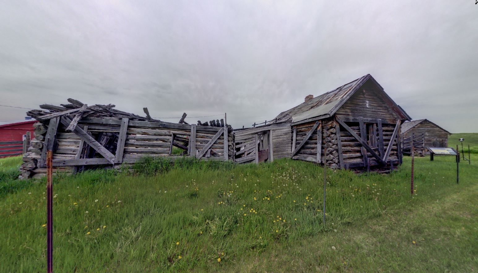 Panoramic view from scanning location 2 on the southern face of the log cabin, Perrenoud Homestead, July 2017.