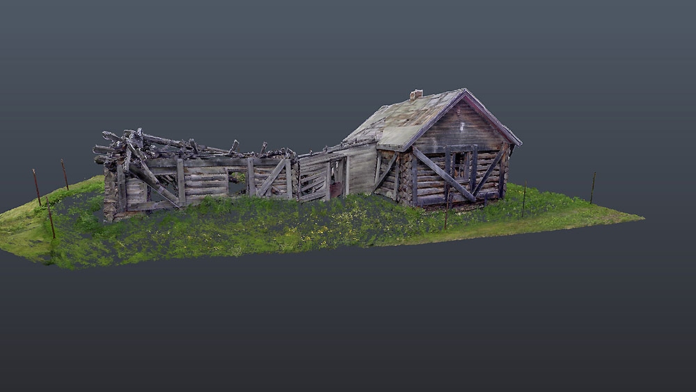 Registered point cloud showing south side of the Perrenoud ranch house.