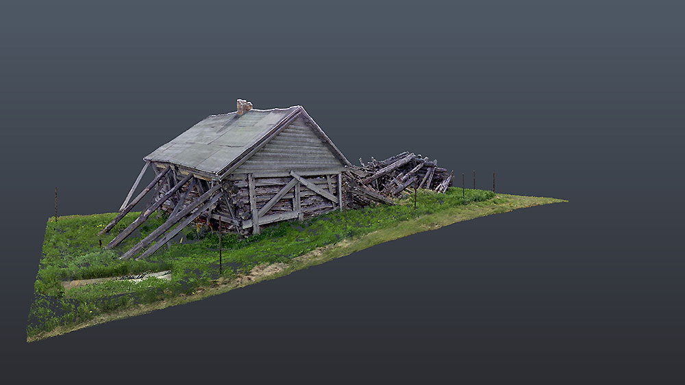 Registered point cloud showing north Side of the Perrenoud ranch house.