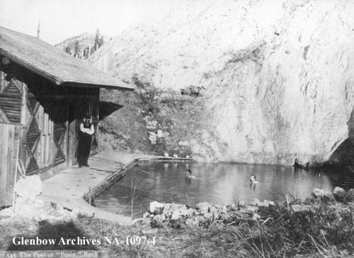 Cave and Basin swimming pool (hot springs), Sulphur Springs Basin, Banff, Alberta, ca. 1890.