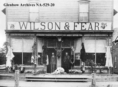 Front of Wilson and Fear's store, Banff, Alberta, ca. 1896.