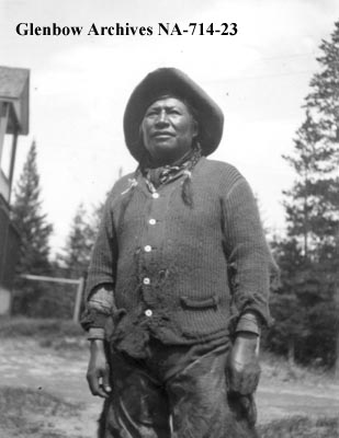 George McLean, Stoney, 1923, taken by Dan McCowan at Banff Indian Days, Alberta.
