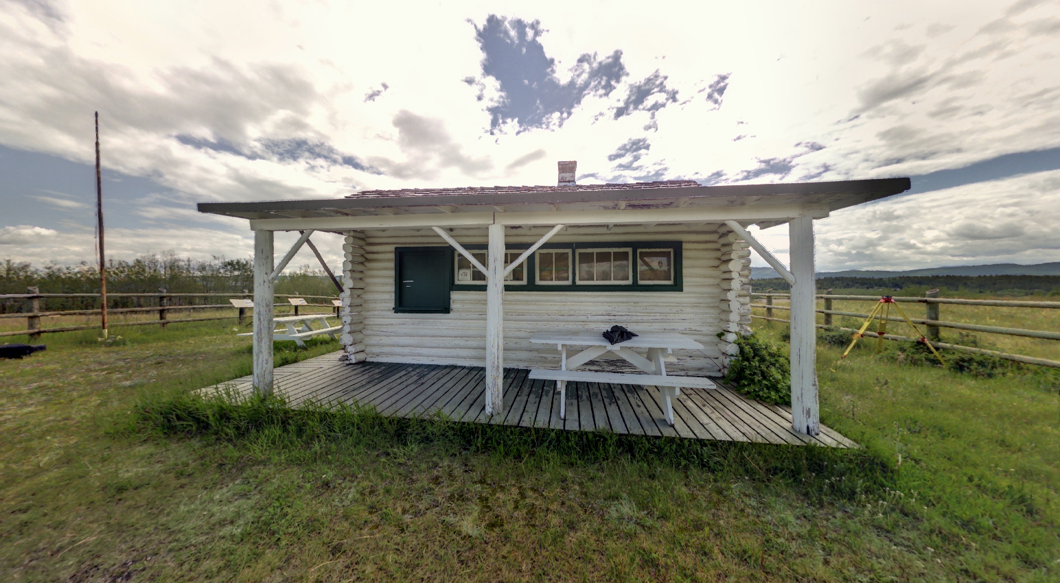 Panoramic view of Walking Buffalo's log cabin from Z+F 5010X laser scanner, scanning location 2