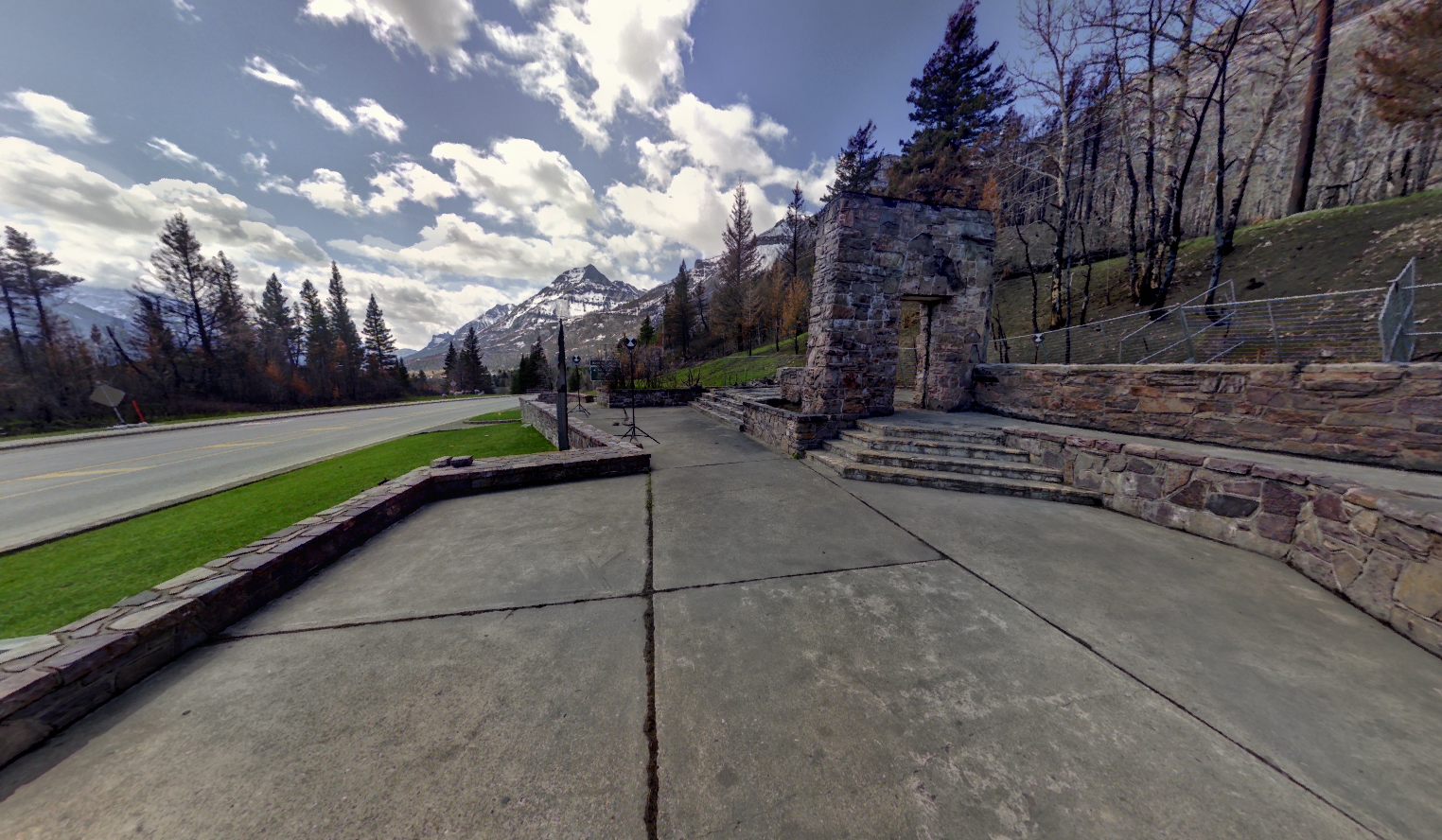 Panoramic view of the Information Bureau at Waterton Park from Z+F 5010X laser scanner, scanning location 10