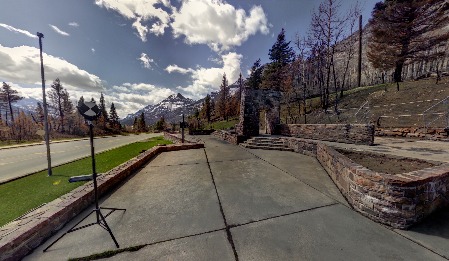 Panoramic view of the Information Bureau at Waterton Park from Z+F 5010X laser scanner, scanning location 11