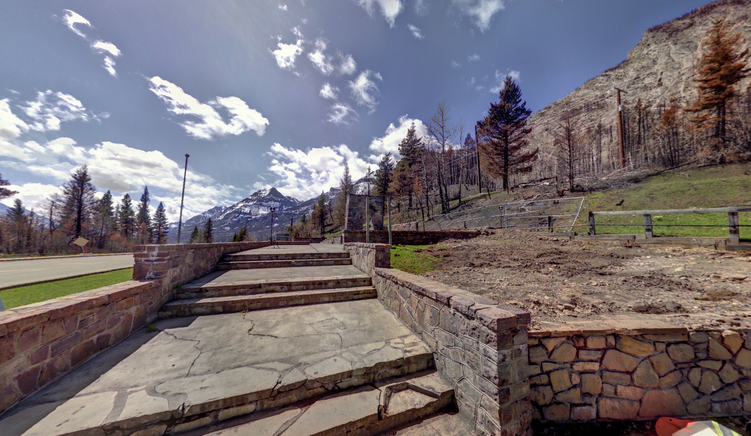 Panoramic view of the Information Bureau at Waterton Park from Z+F 5010X laser scanner, scanning location 13