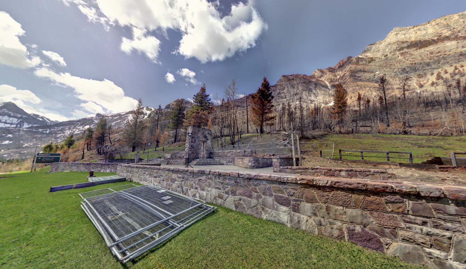 Panoramic view of the Information Bureau at Waterton Park from Z+F 5010X laser scanner, scanning location 14