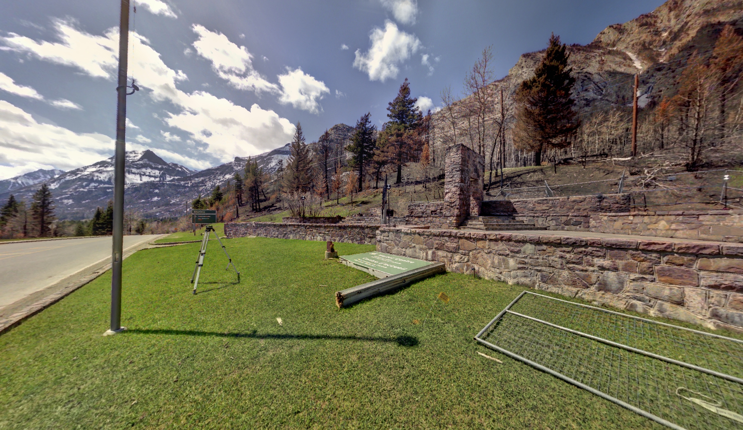 Panoramic view of the Information Bureau at Waterton Park from Z+F 5010X laser scanner, scanning location 15