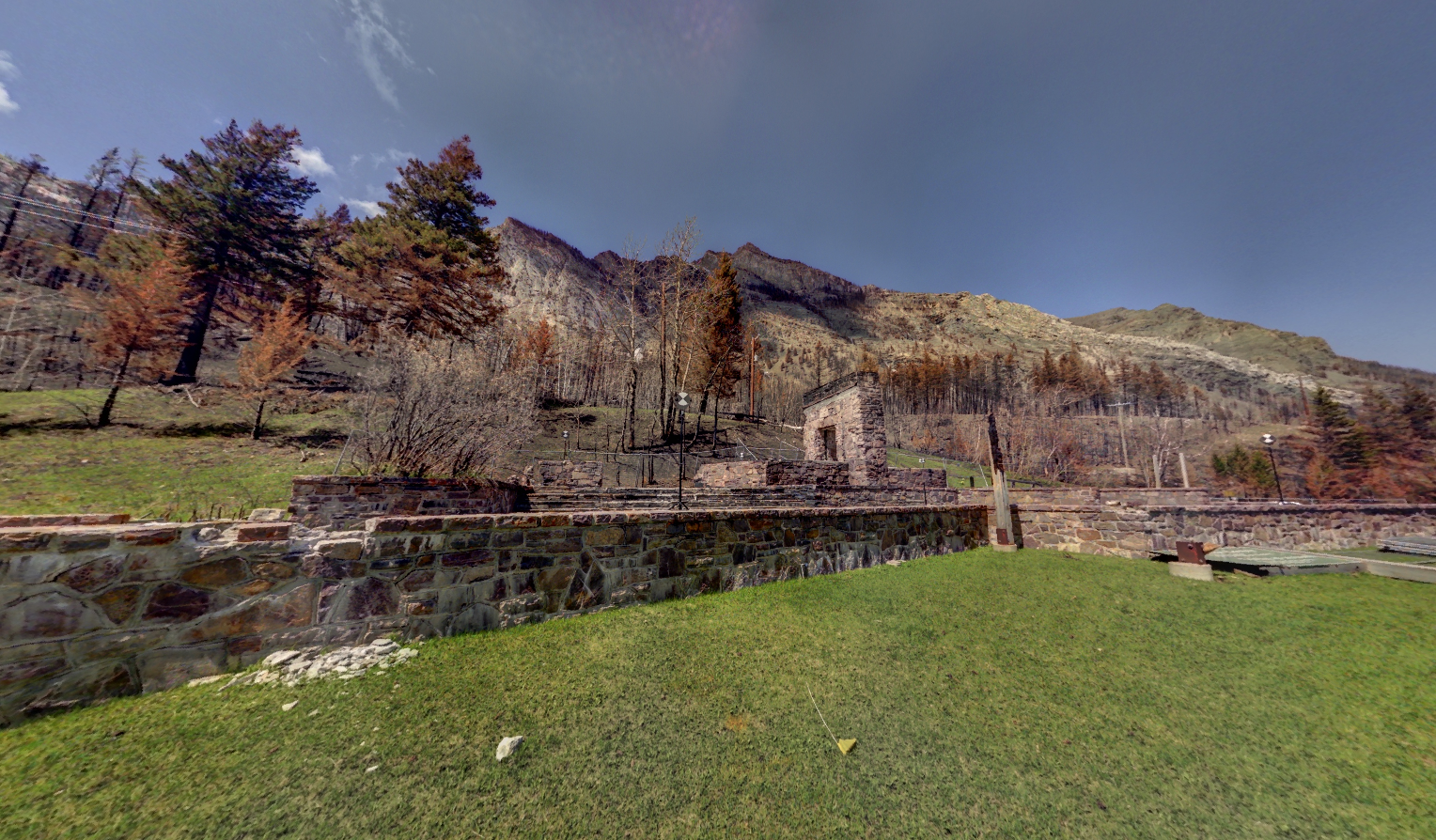 Panoramic view of the Information Bureau at Waterton Park from Z+F 5010X laser scanner, scanning location 17