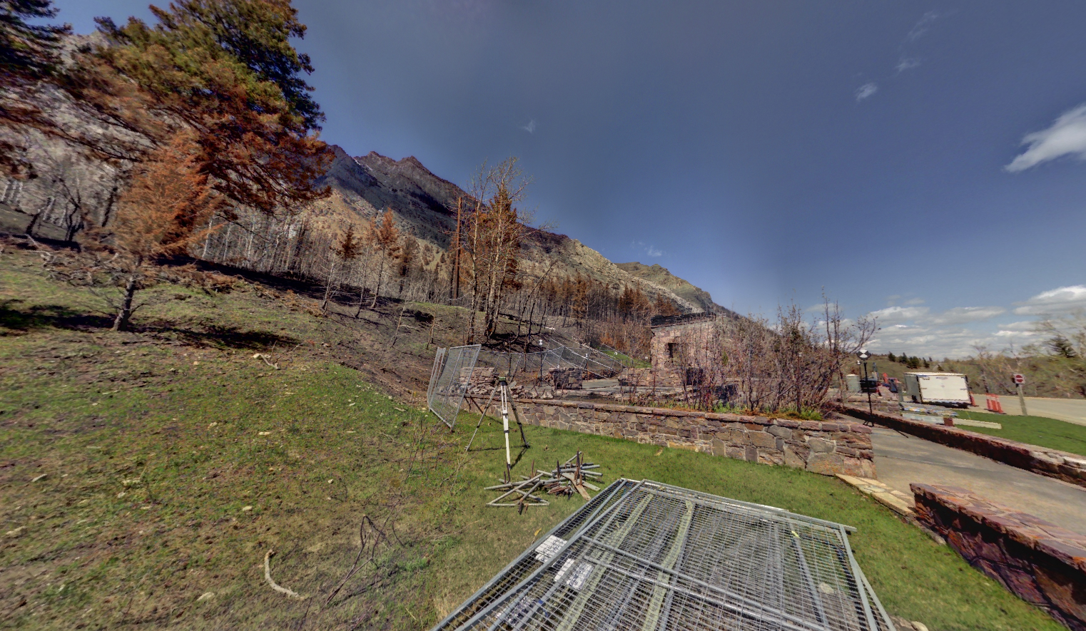 Panoramic view of the Information Bureau at Waterton Park from Z+F 5010X laser scanner, scanning location 19