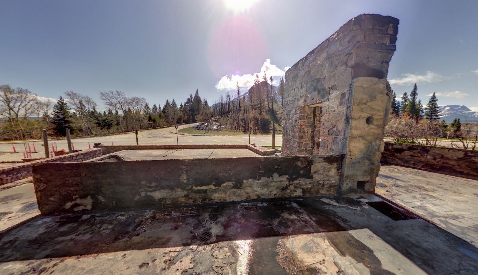 Panoramic view of the Information Bureau at Waterton Park from Z+F 5010X laser scanner, scanning location 2