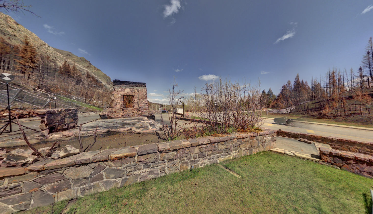 Panoramic view of the Information Bureau at Waterton Park from Z+F 5010X laser scanner, scanning location 20