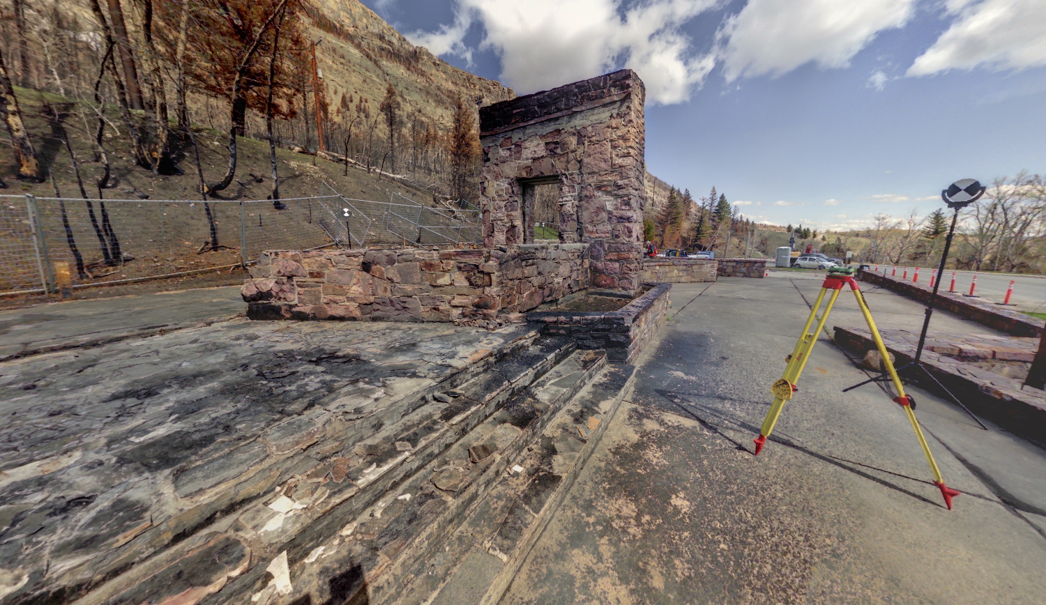 Panoramic view of the Information Bureau at Waterton Park from Z+F 5010X laser scanner, scanning location 6
