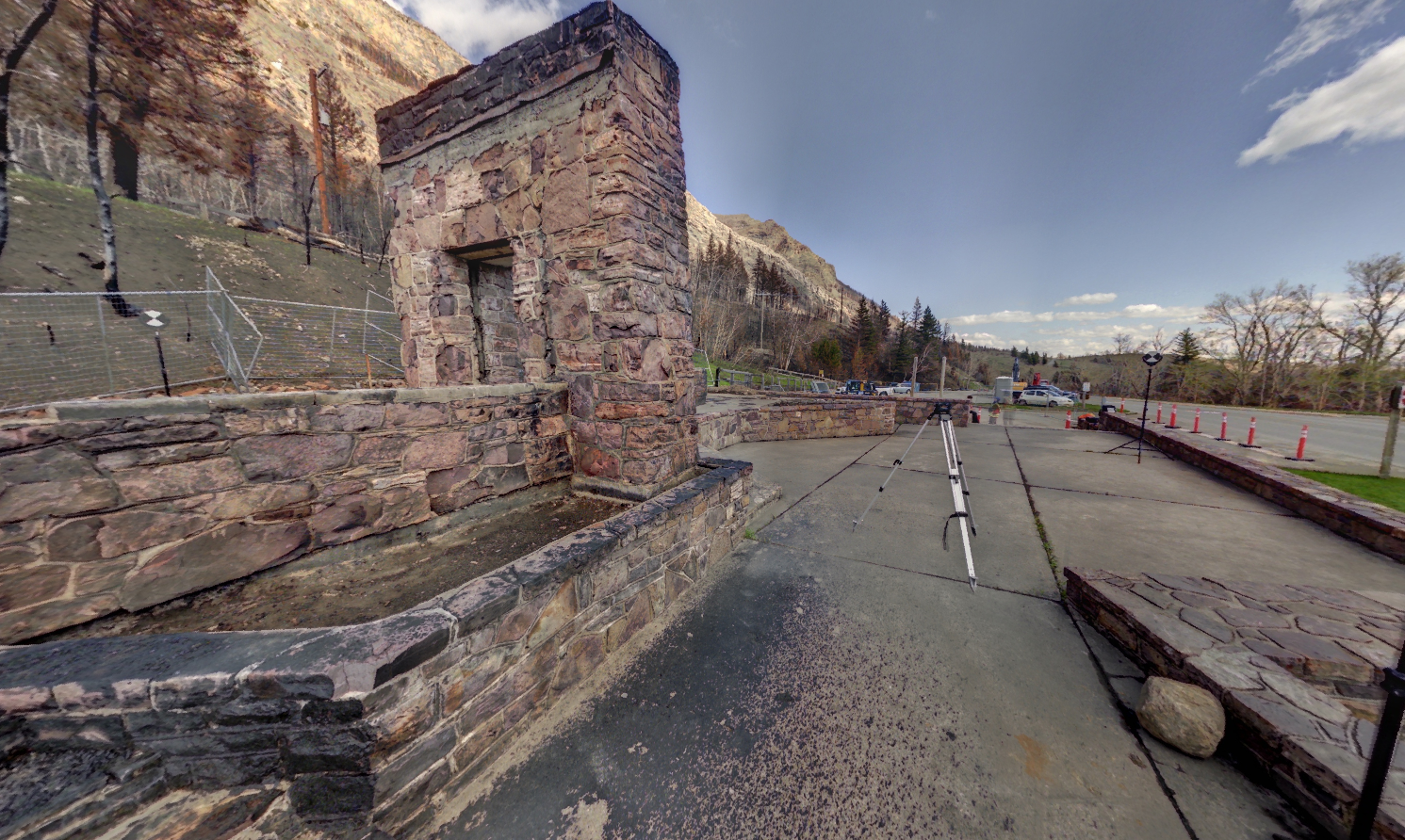 Panoramic view of the Information Bureau at Waterton Park from Z+F 5010X laser scanner, scanning location 7