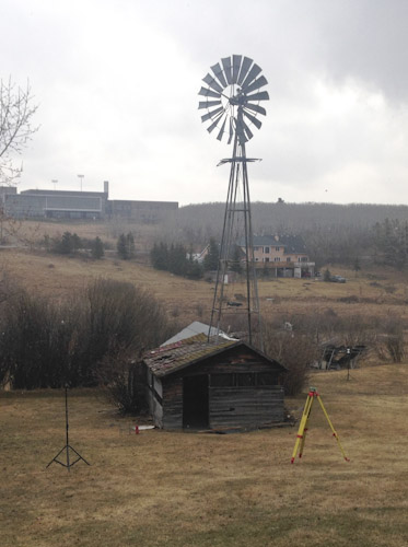 The Springbank Hill Wind-Pump on the day of laser scanning, 4th December 2017.