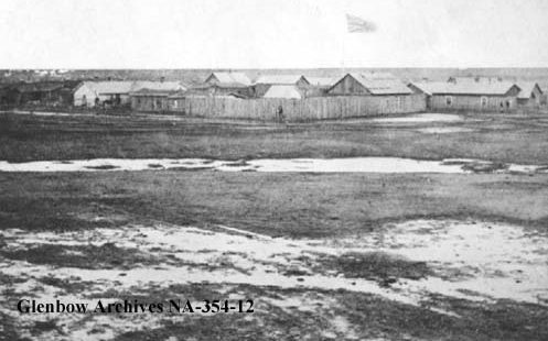 View of Fort Macleod, Alberta, North-West Mounted Police, 1878.