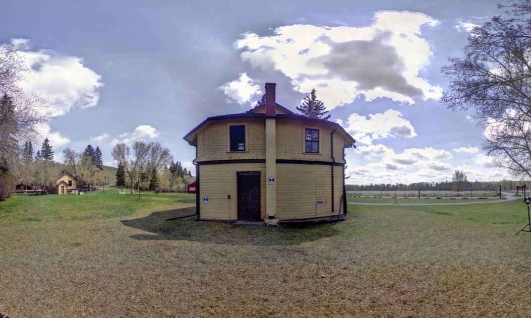 Panoramic view of the exterior of Jobber's House from Z+F 5010X laser scanner, scanning location 10