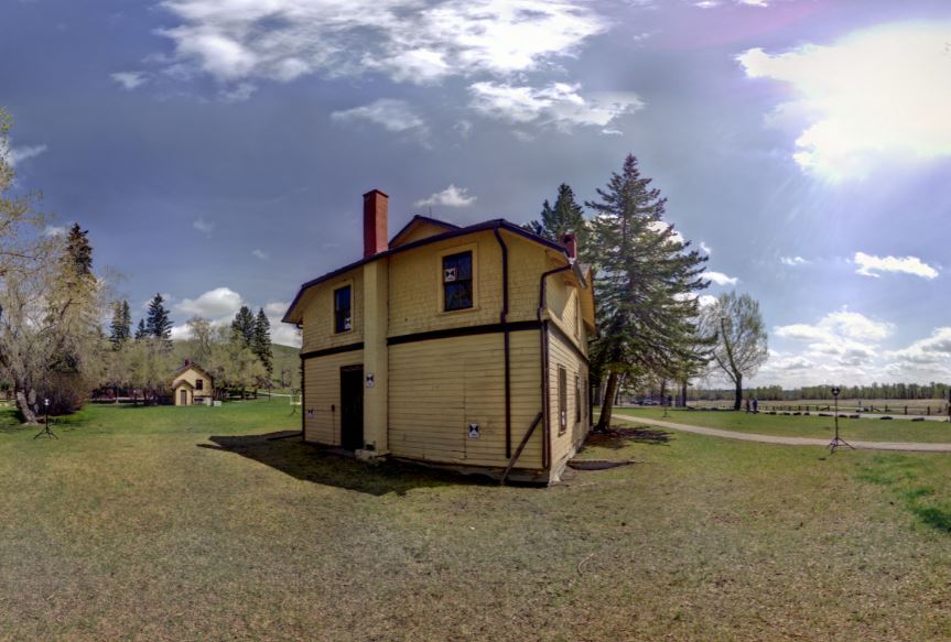 Panoramic view of the exterior of Jobber's House from Z+F 5010X laser scanner, scanning location 11