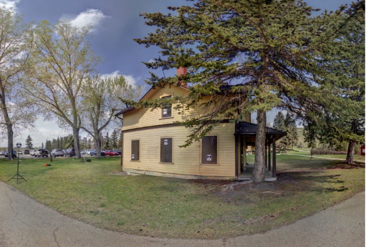 Panoramic view of the exterior of Jobber's House from Z+F 5010X laser scanner, scanning location 14
