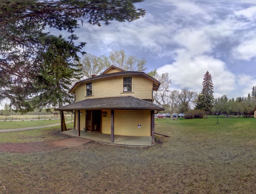 Panoramic view of the exterior of Jobber's House from Z+F 5010X laser scanner, scanning location 3
