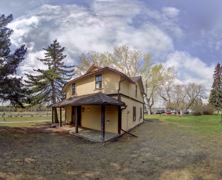 Panoramic view of the exterior of Jobber's House from Z+F 5010X laser scanner, scanning location 4