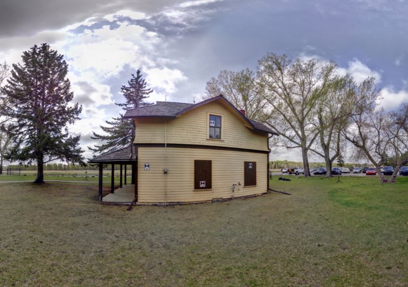 Panoramic view of the exterior of Jobber's House from Z+F 5010X laser scanner, scanning location 6