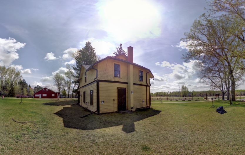 Panoramic view of the exterior of Jobber's House from Z+F 5010X laser scanner, scanning location 9