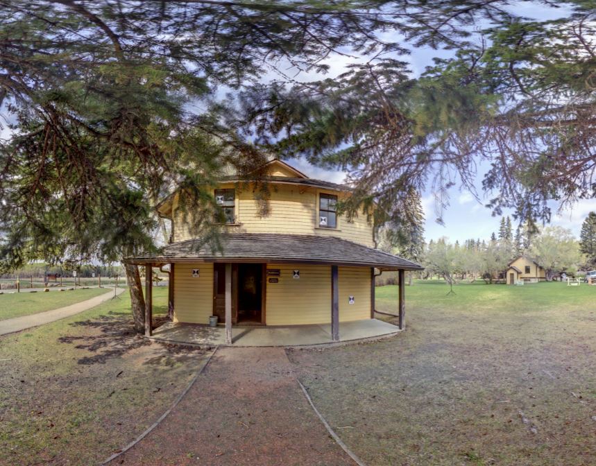 Panoramic view of the exterior of Jobber's House from Z+F 5010X laser scanner, scanning location 2
