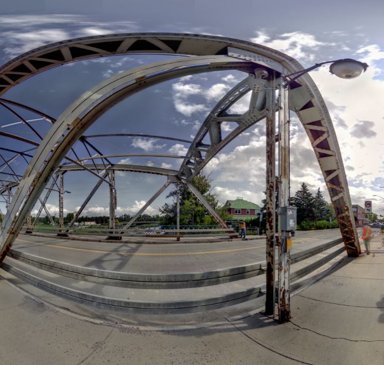 Panoramic view of the Inglewood Bridge in Calgary from Z+F 5010X laser scanner, scanning location 13