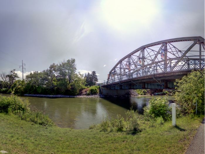Panoramic view of the Inglewood Bridge in Calgary from Z+F 5010X laser scanner, scanning location 15