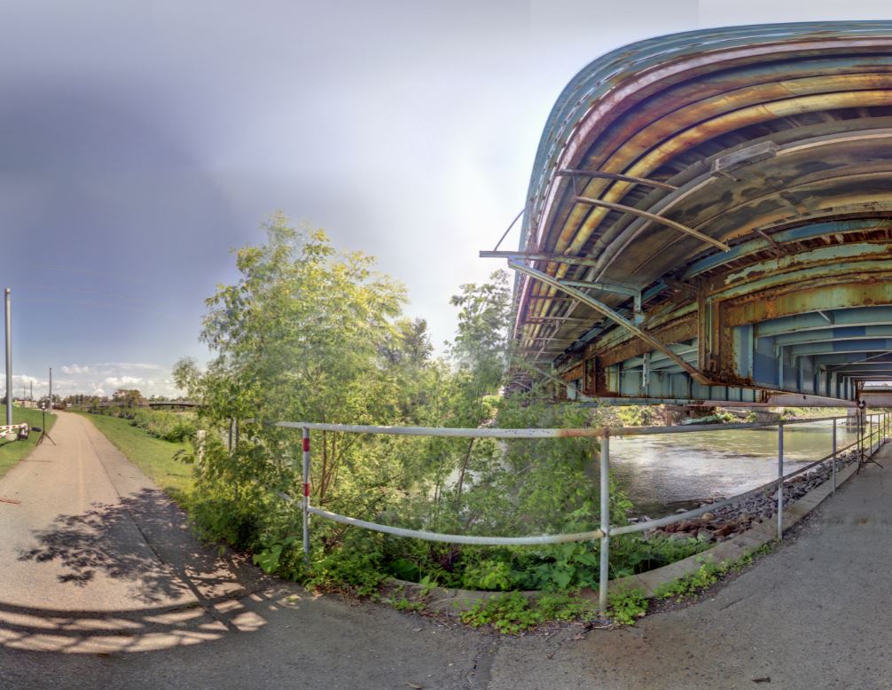 Panoramic view of the Inglewood Bridge in Calgary from Z+F 5010X laser scanner, scanning location 16