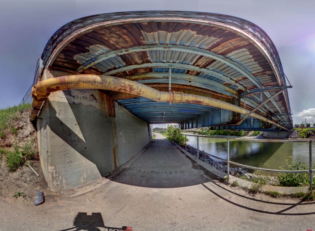Panoramic view of the Inglewood Bridge in Calgary from Z+F 5010X laser scanner, scanning location 18