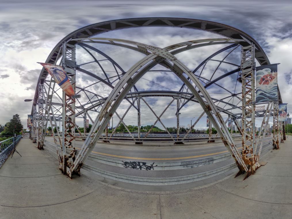 Panoramic view of the Inglewood Bridge in Calgary from Z+F 5010X laser scanner, scanning location 4