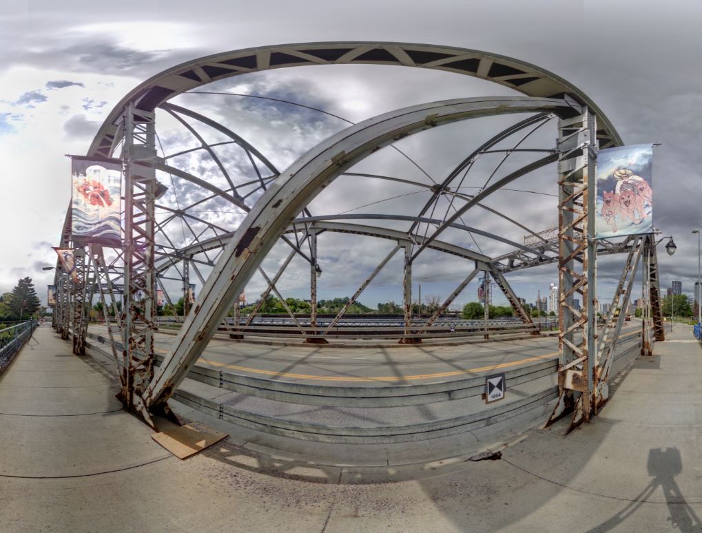 Panoramic view of the Inglewood Bridge in Calgary from Z+F 5010X laser scanner, scanning location 5
