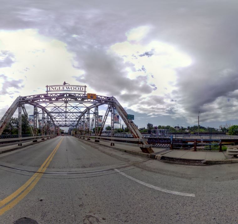 Panoramic view of the Inglewood Bridge in Calgary from Z+F 5010X laser scanner, scanning location 7
