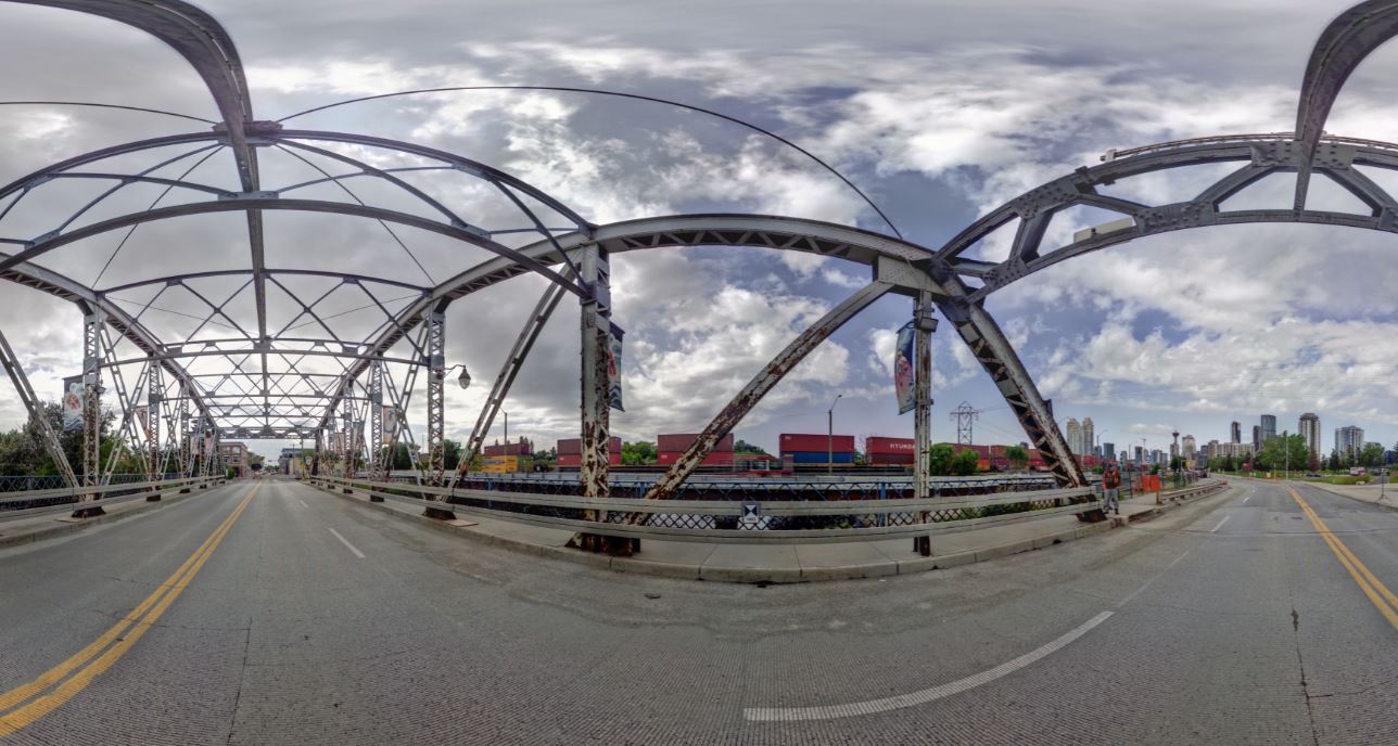Panoramic view of the Inglewood Bridge in Calgary from Z+F 5010X laser scanner, scanning location 8