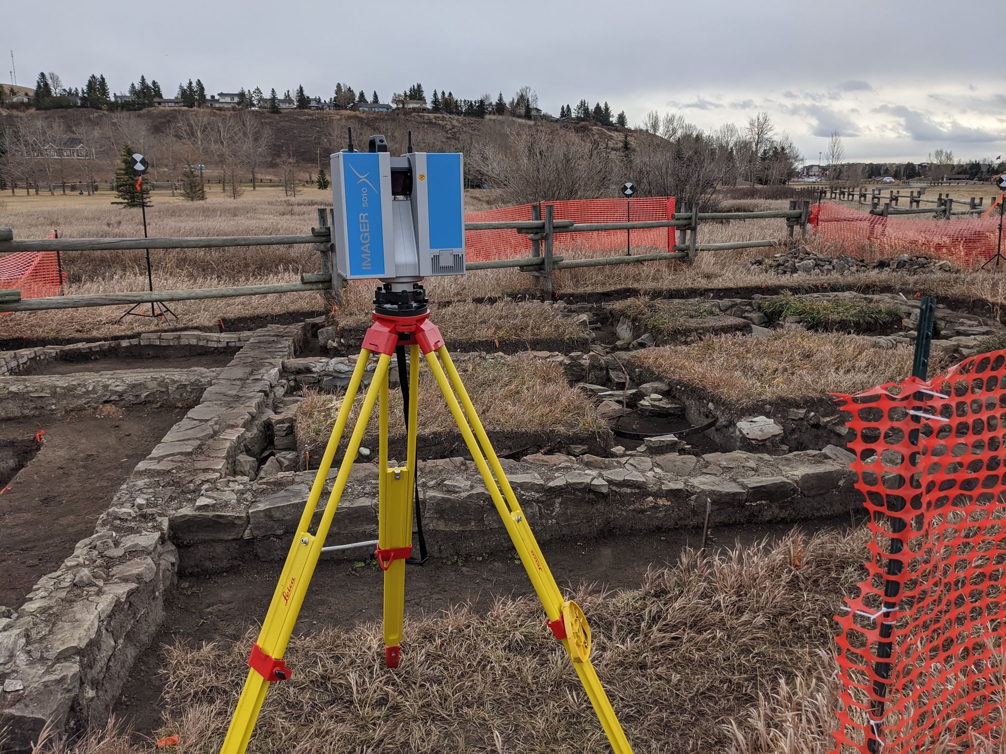 Scanning with the Z+F 5010X at the Cochrane Ranche, November 2020.