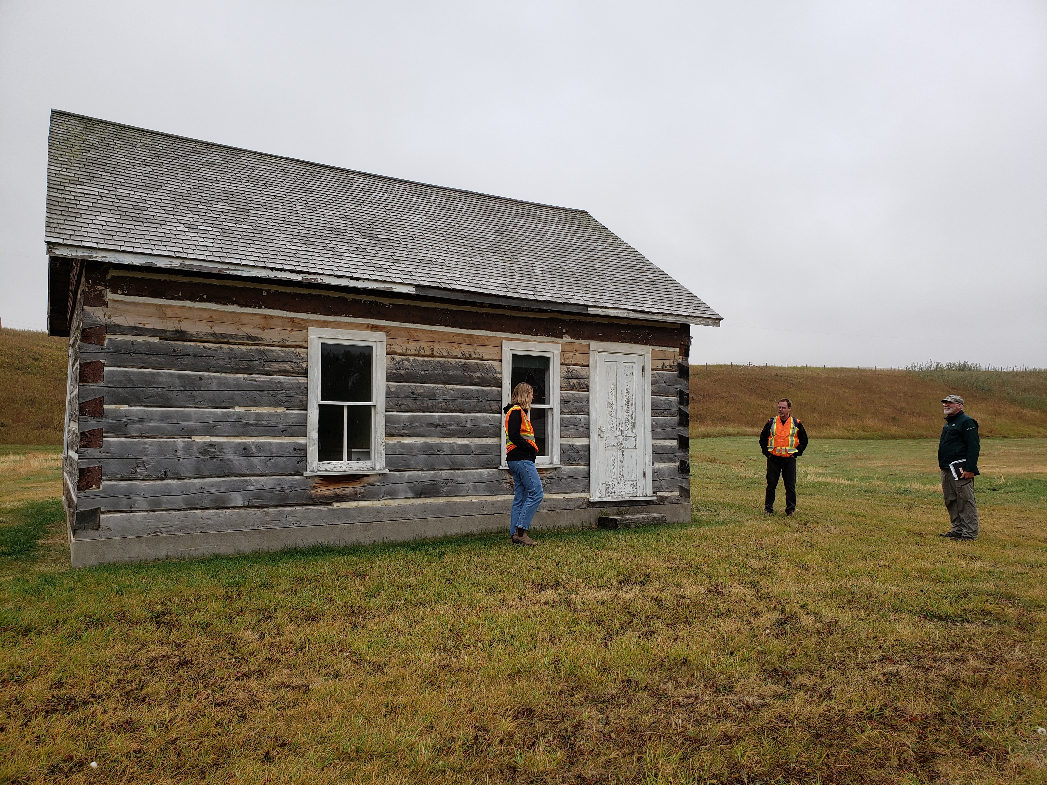 Outside Foreman's House with the Capture2Preserve team and Parks Canada staff, preparing to scan the building.