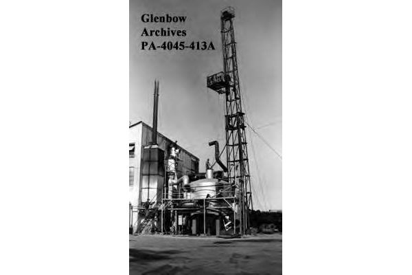 Construction of Sulphur recovery unit, Turner Valley gas plant, Turner Valley, Alberta, 1951.