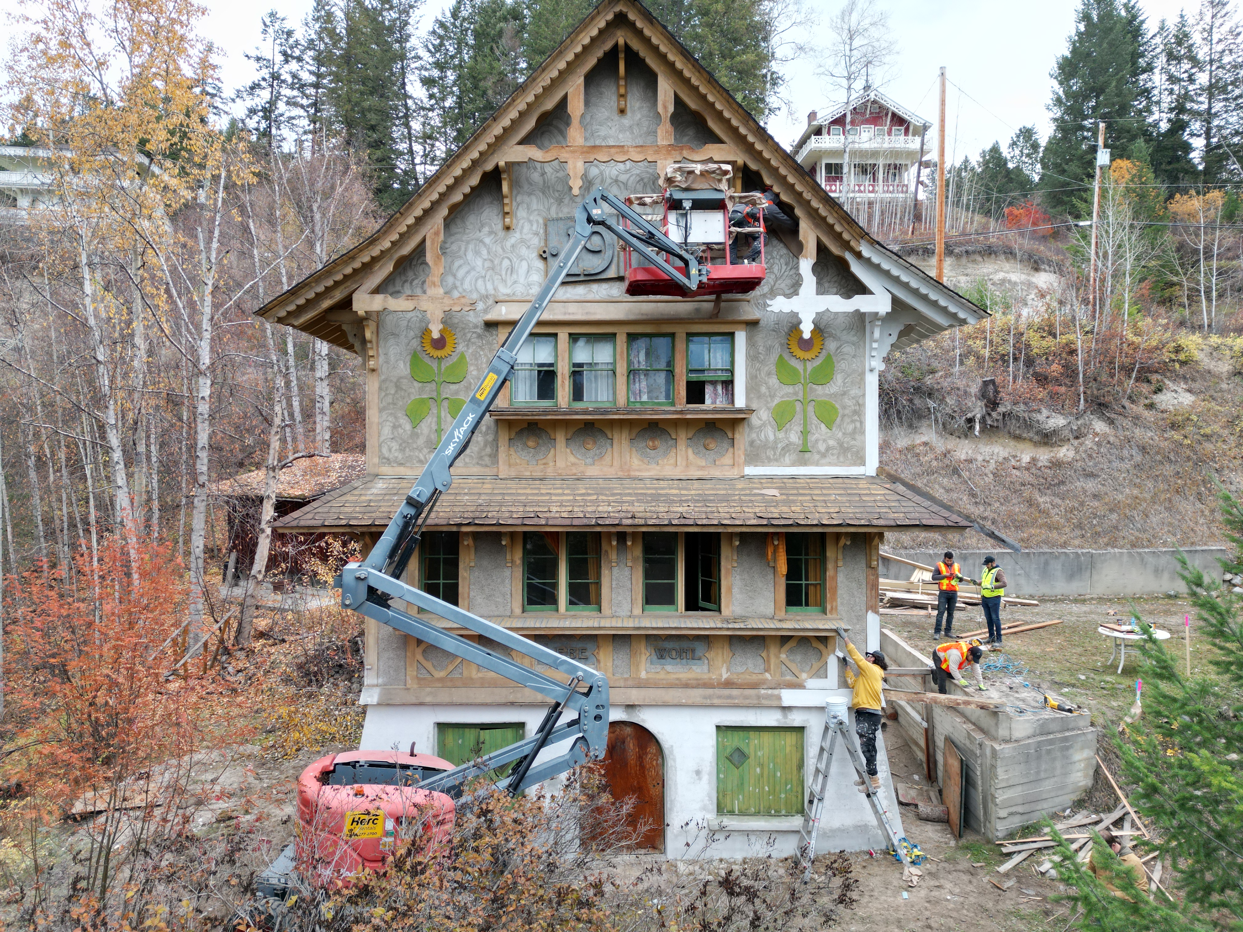 Exterior of the Christian Haesler chalet during documentation and renovations, October 2023. From Capture2Preserv project.