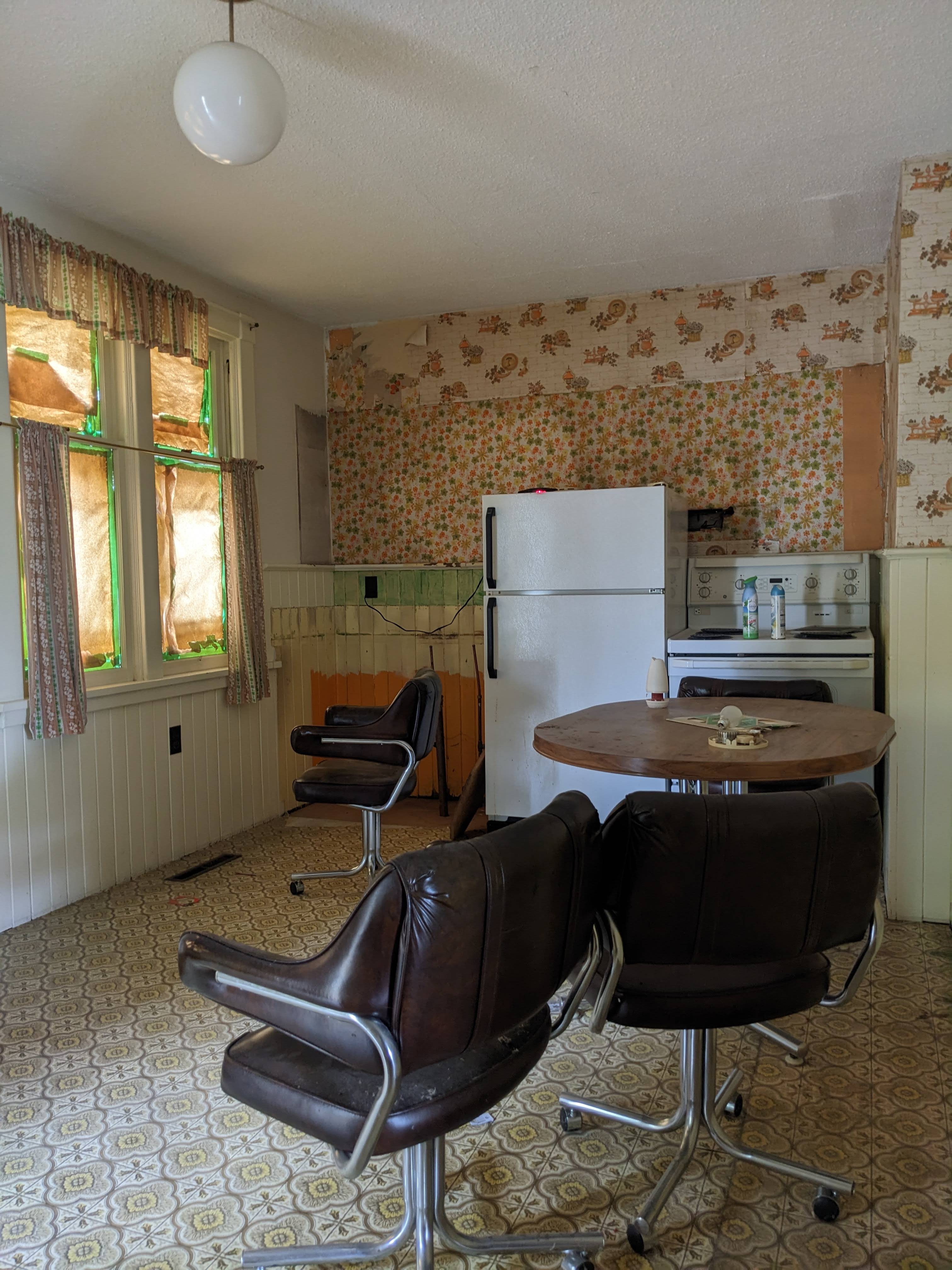 Kitchen of the blue chalet during documentation and renovations in October 2023. From Capture2Preserv project.