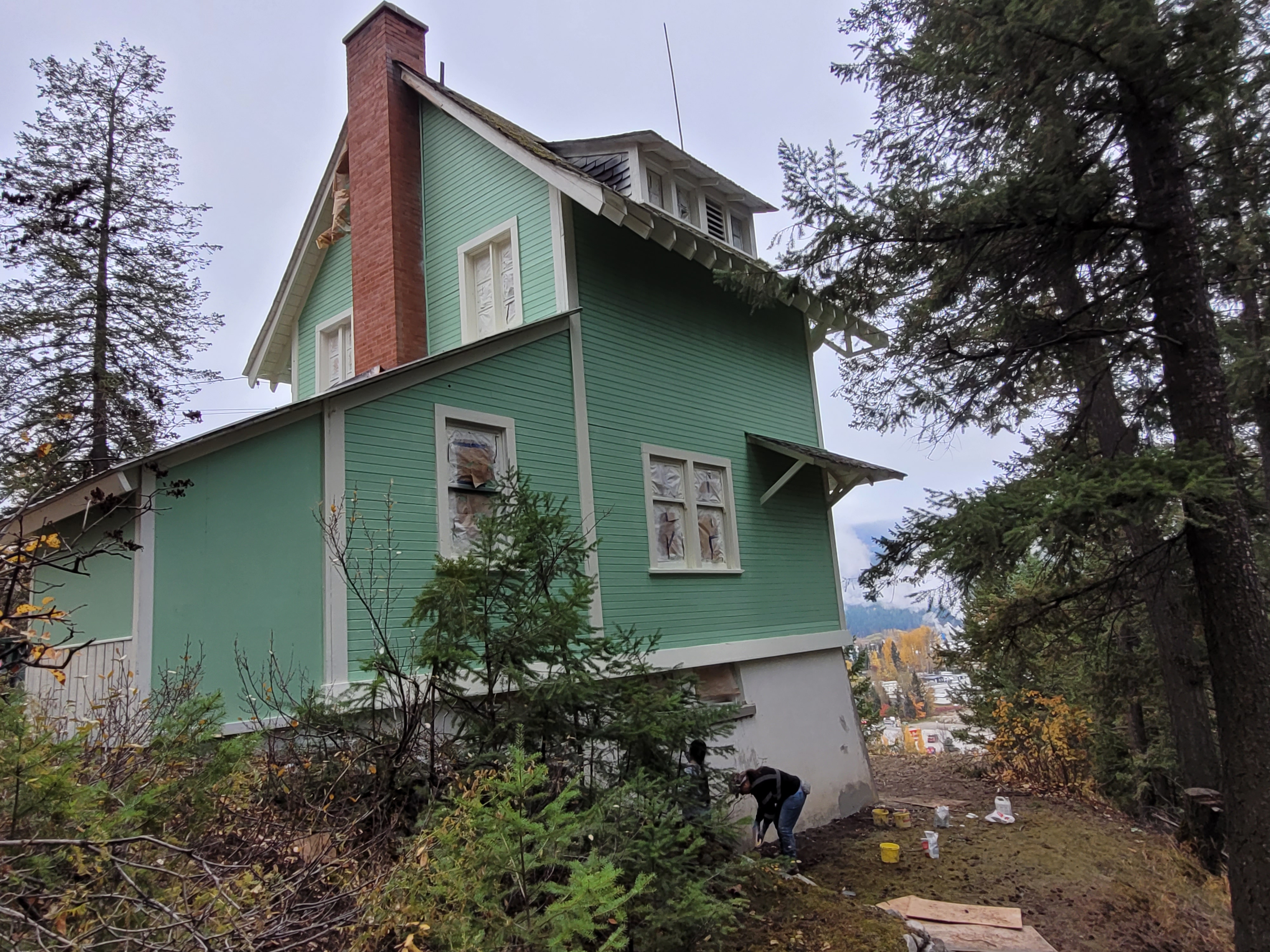 Exterior of the Ernst Feuz chalet during documentation and renovations, October 2023.  From Capture2Preserv project.