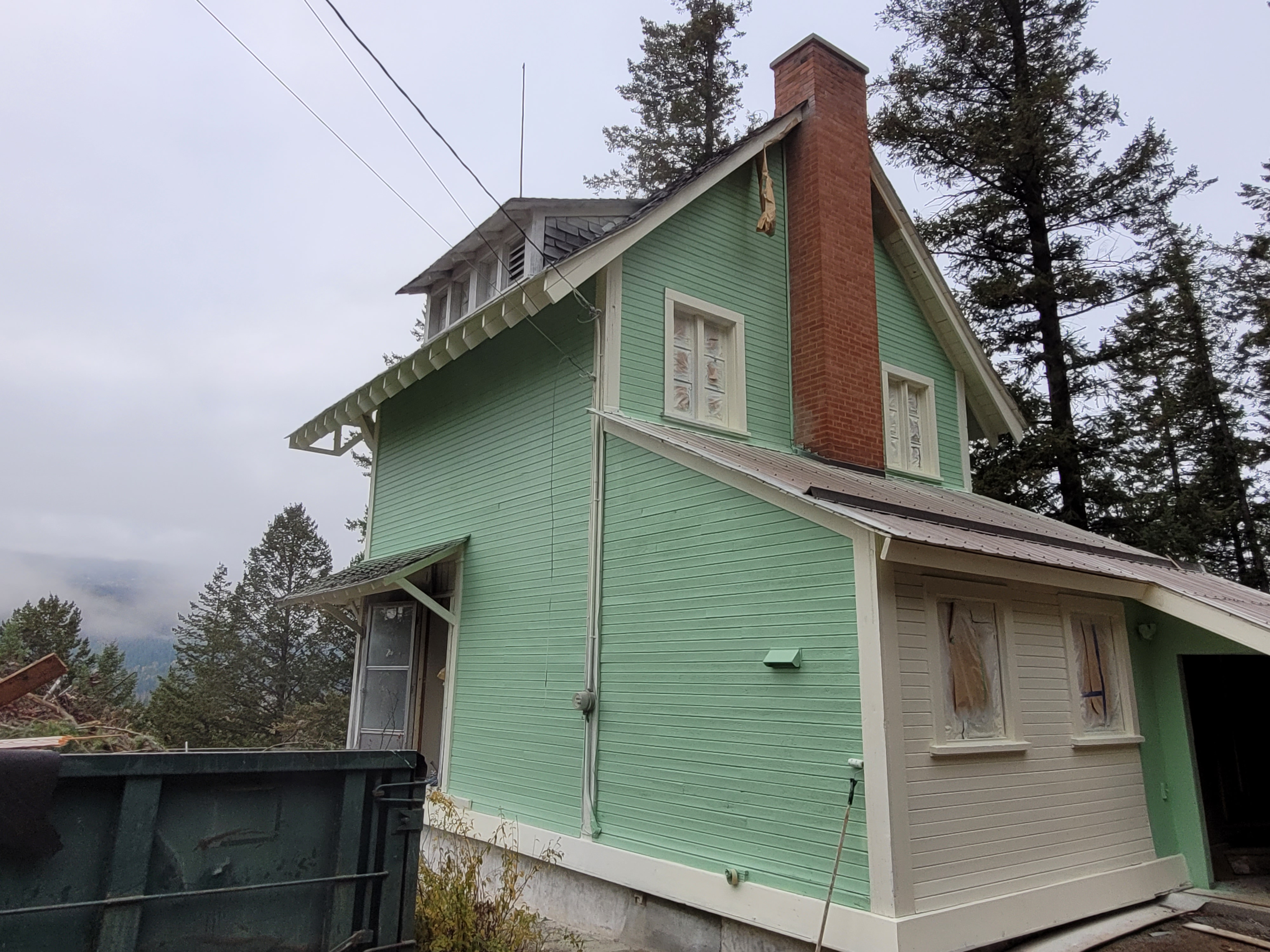 Exterior of the Ernst Feuz chalet during documentation and renovations, October 2023.  From Capture2Preserv project.