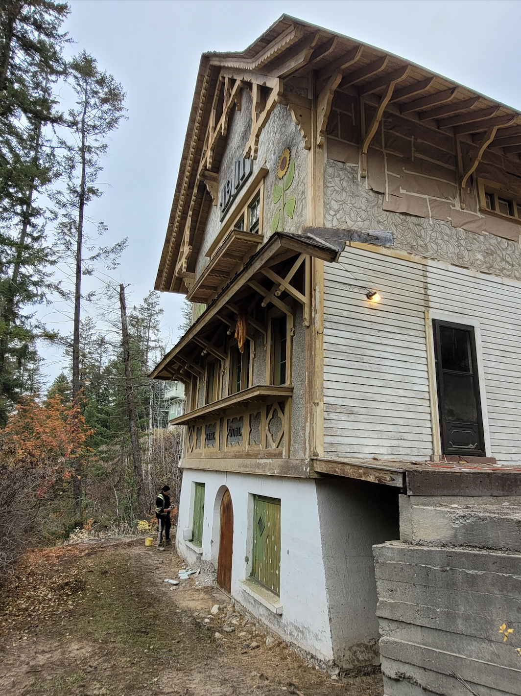 Front of the Christian Haesler chalet during documentation and renovations, October 2023. From Capture2Preserv project.