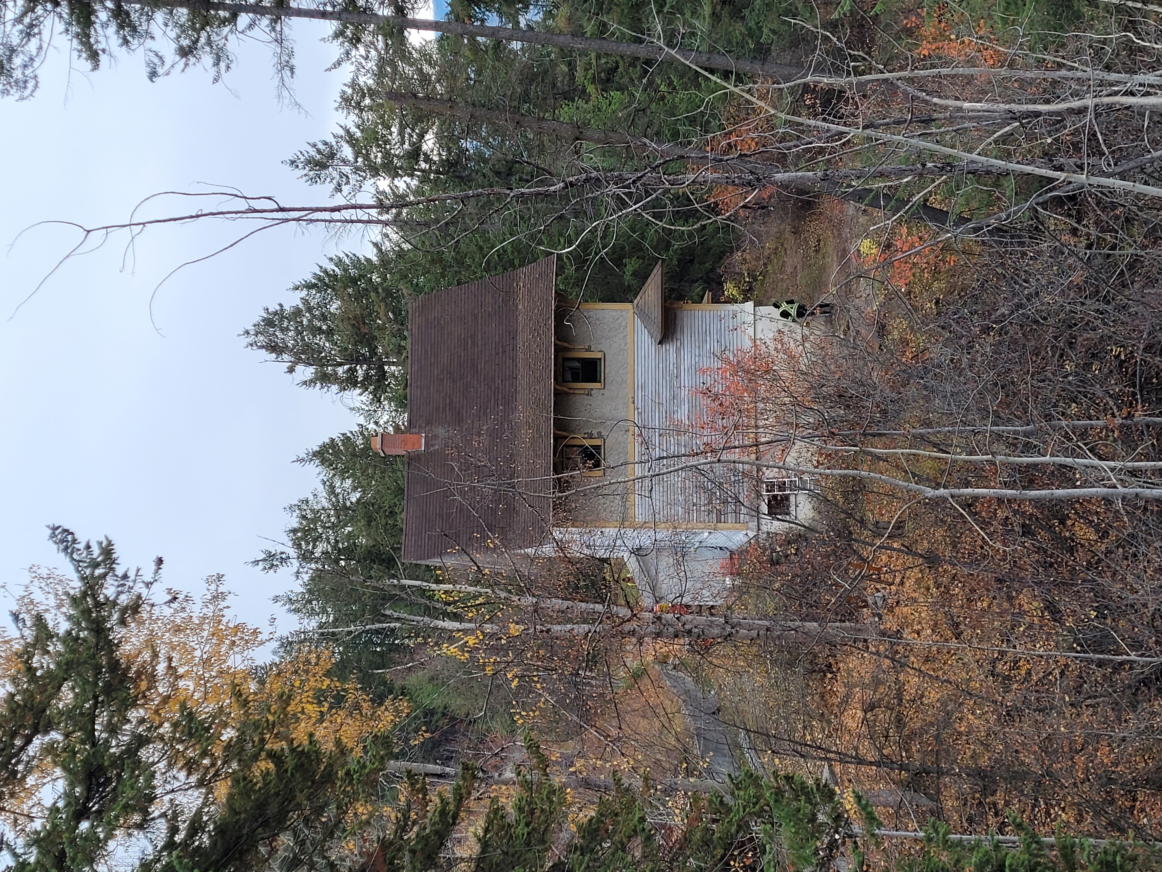 View of the Christian Haesler chalet from the road to upper chalets. During documentation and renovations, October 2023. From Capture2Preserv project.