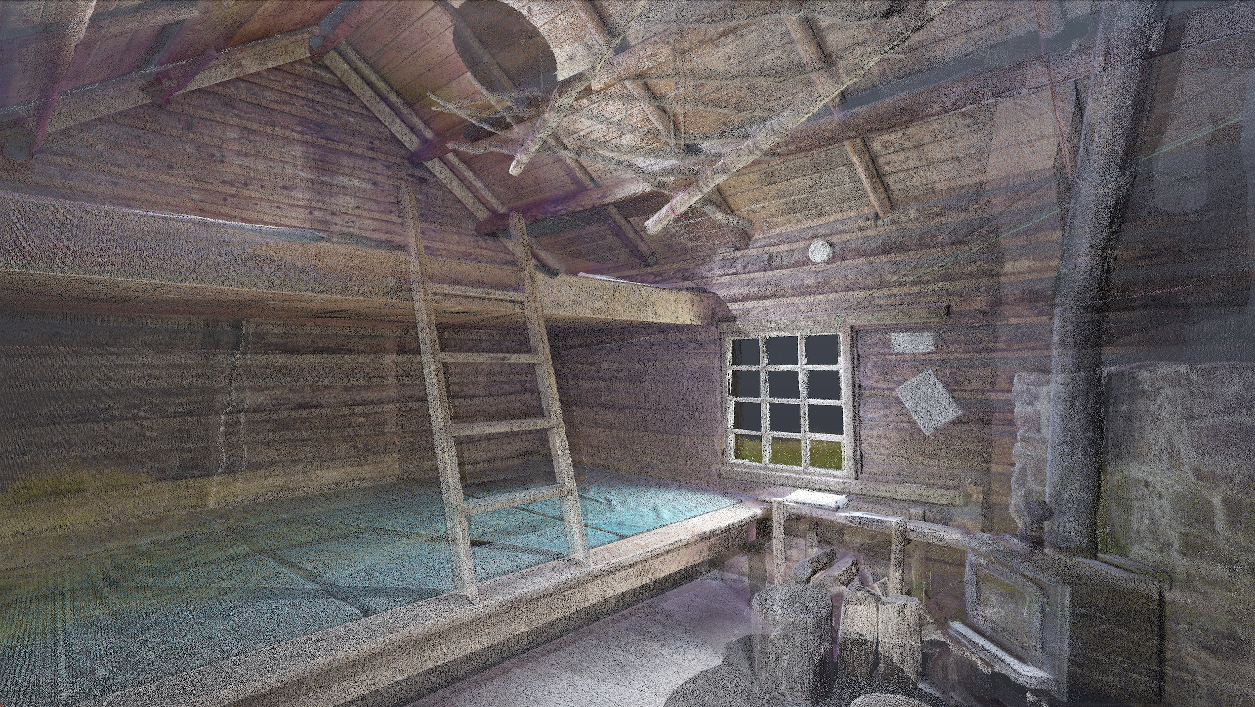 Point cloud of the interior of Wiwaxy Lodge. Photo from Capture2Preserv project.